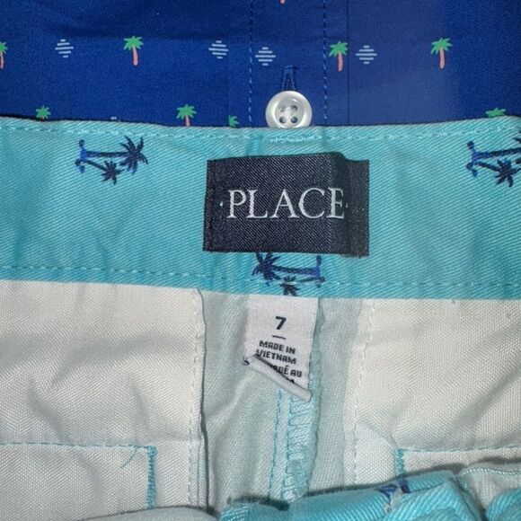 The children’s place palm tree outfit shorts size 7-small stain shirt nwt 7/8 - Picture 3 of 5
